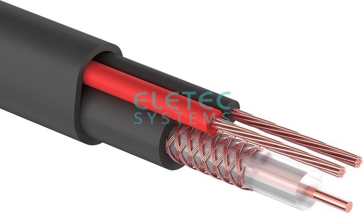 Кабель комбинированный ЭЛЕТЕК RG-59 MICRO+2x0.75 мм2 75 Ом, черный, 100 м